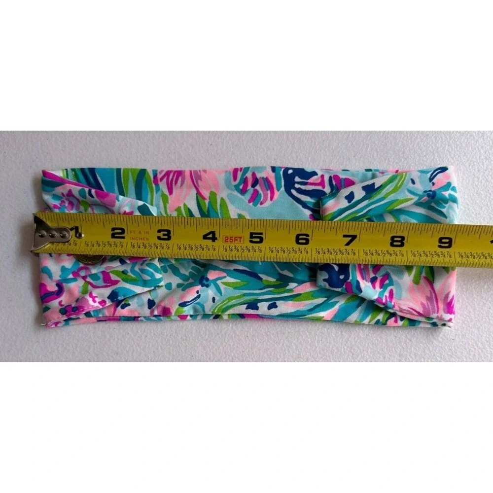 Lilly Pulitzer Chilly Lilly Headband Pink Blue Floral Button Gym Beach Yoga Chic